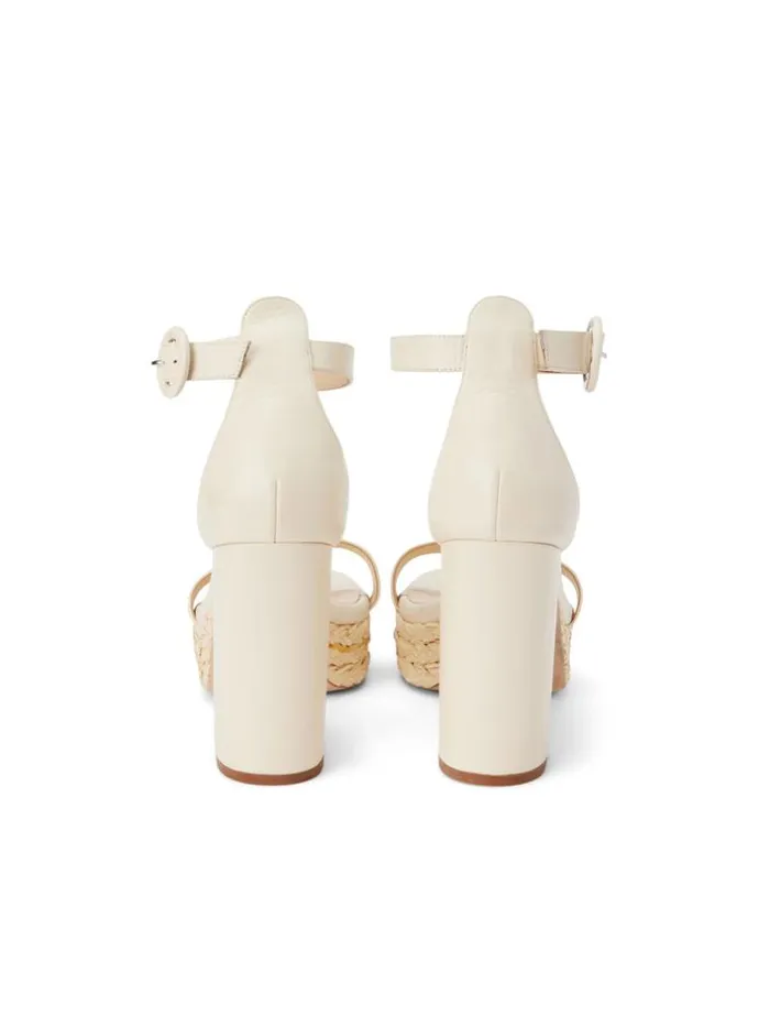 L039Agence Heels and Pumps Women Avia Leather Platform Sandal Ecru Leather