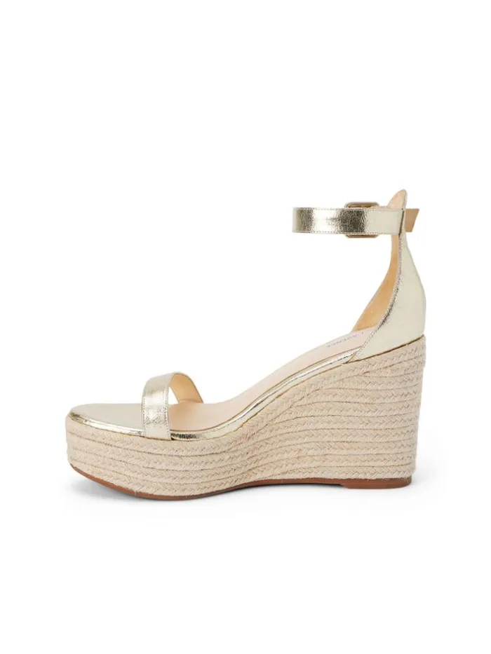 L039Agence Heels and Pumps Women Avice Wedge Espadrille Gold Metallic Leather