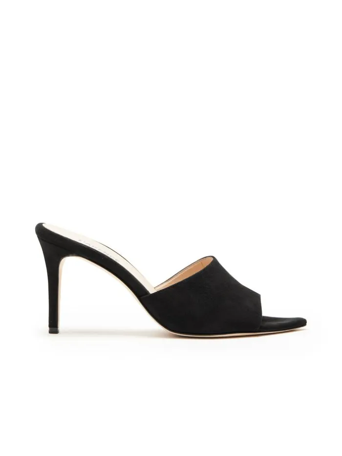 L039Agence Heels and Pumps Women Lolita Open Toe Mule Black Suede