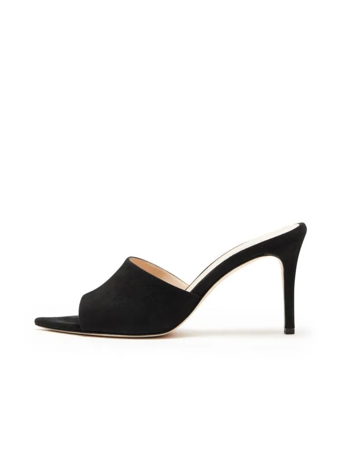 L039Agence Heels and Pumps Women Lolita Open Toe Mule Black Suede