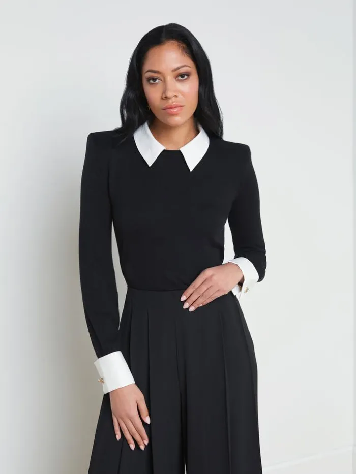L039Agence Knitwear Women April Cufflink Detail Pullover Blackwhite