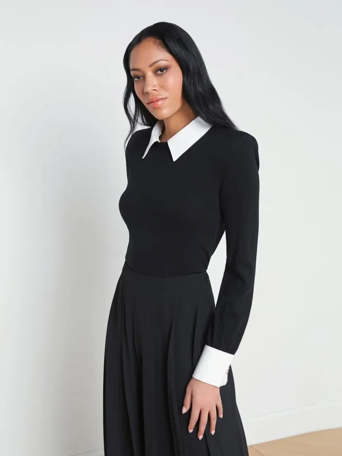 L039Agence Knitwear Women April Cufflink Detail Pullover Blackwhite