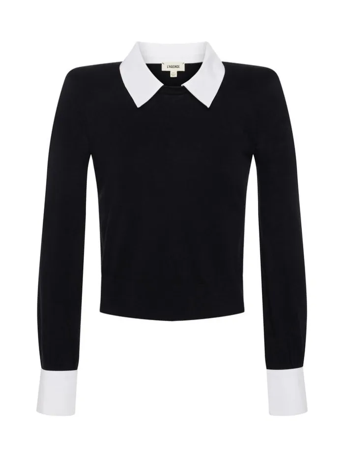 L039Agence Knitwear Women April Cufflink Detail Pullover Blackwhite