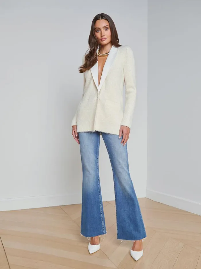 L039Agence Knitwear Women Baileigh Textured Knit Blazer Ivory