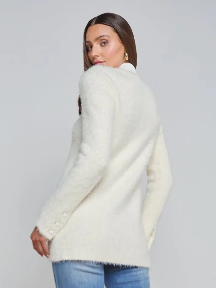 L039Agence Knitwear Women Baileigh Textured Knit Blazer Ivory
