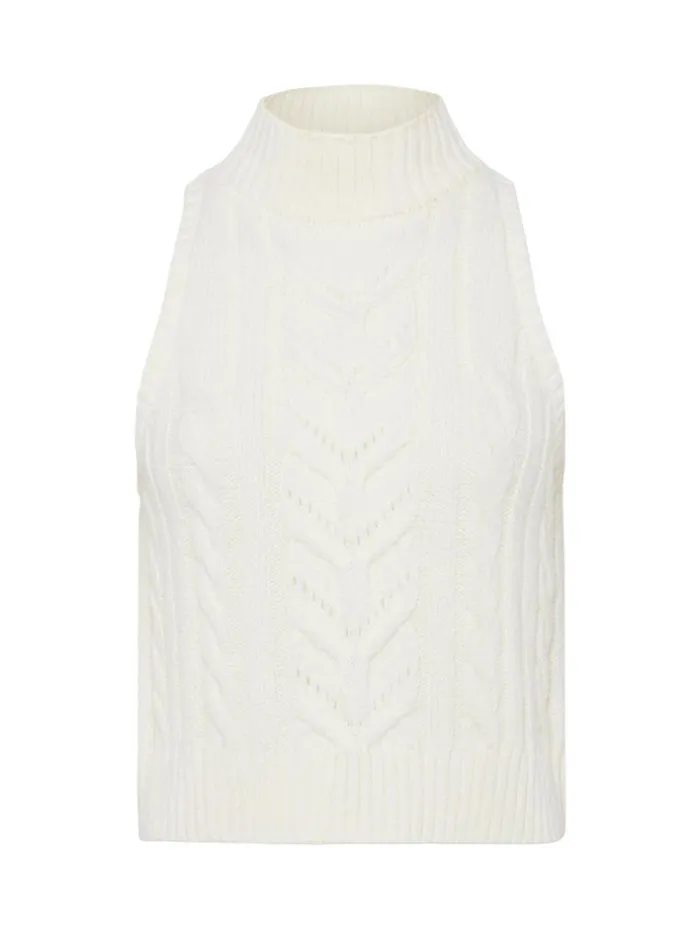 L039Agence Knitwear Women Bellini CableKnit Turtleneck Ivory