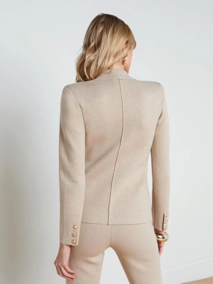 L039Agence Knitwear Women Kenzie Metallic Knit Blazer Pale Khaki