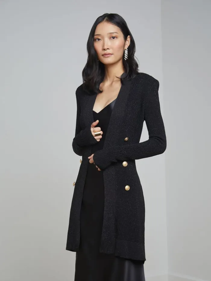L039Agence Knitwear Women Noe DoubleBreasted Cardigan Black