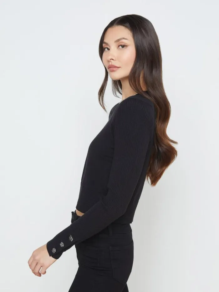 L039Agence Knitwear Women Sky Cuff Detail Crewneck Black