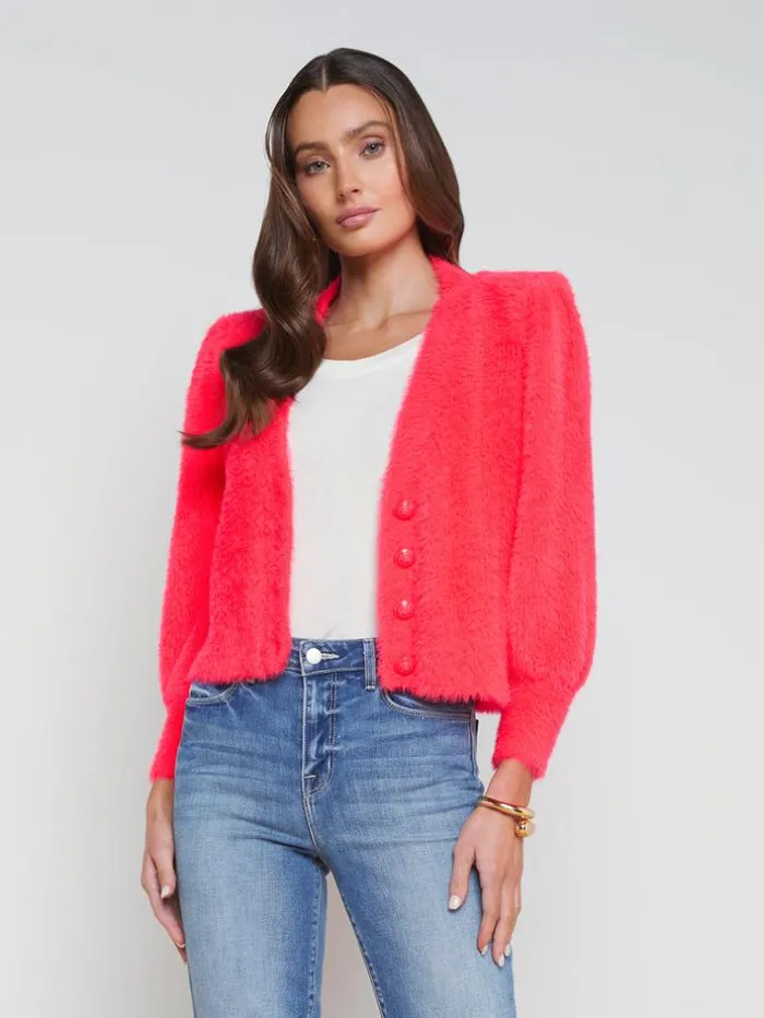 L039Agence Knitwear Women Talulla Cardigan Neon Coral