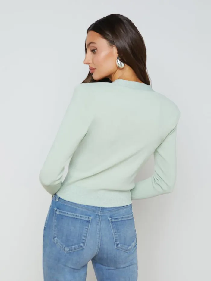L039Agence Knitwear Women Taya VNeck Cardigan Laurel Greenlurex
