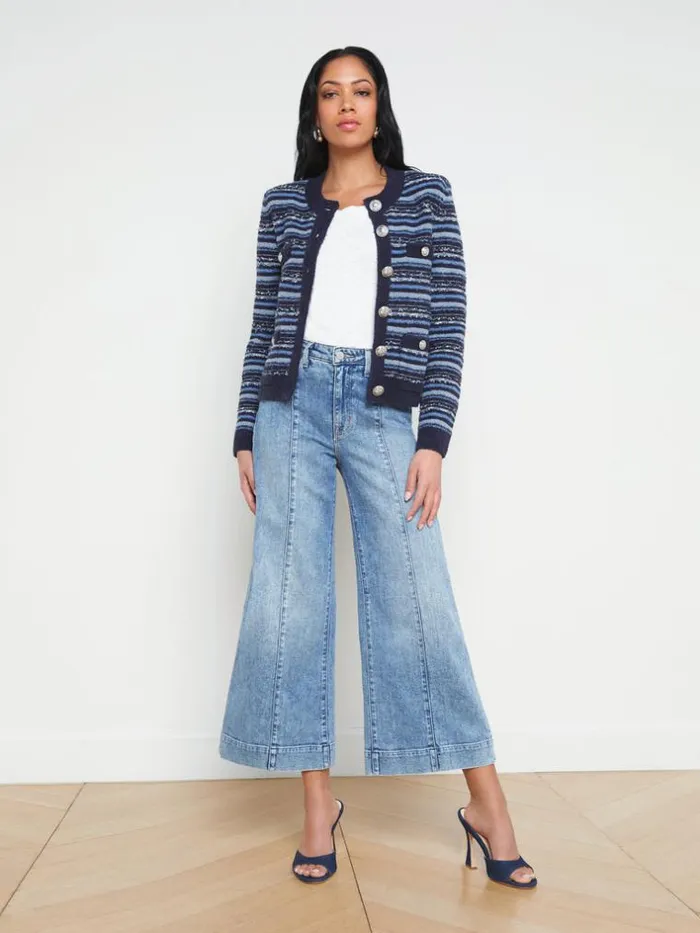 L039Agence Knitwear Women Woodson Cardigan Jacket Blue Multi