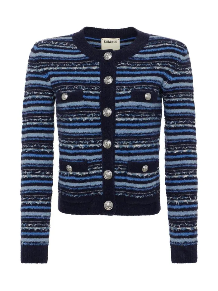 L039Agence Knitwear Women Woodson Cardigan Jacket Blue Multi