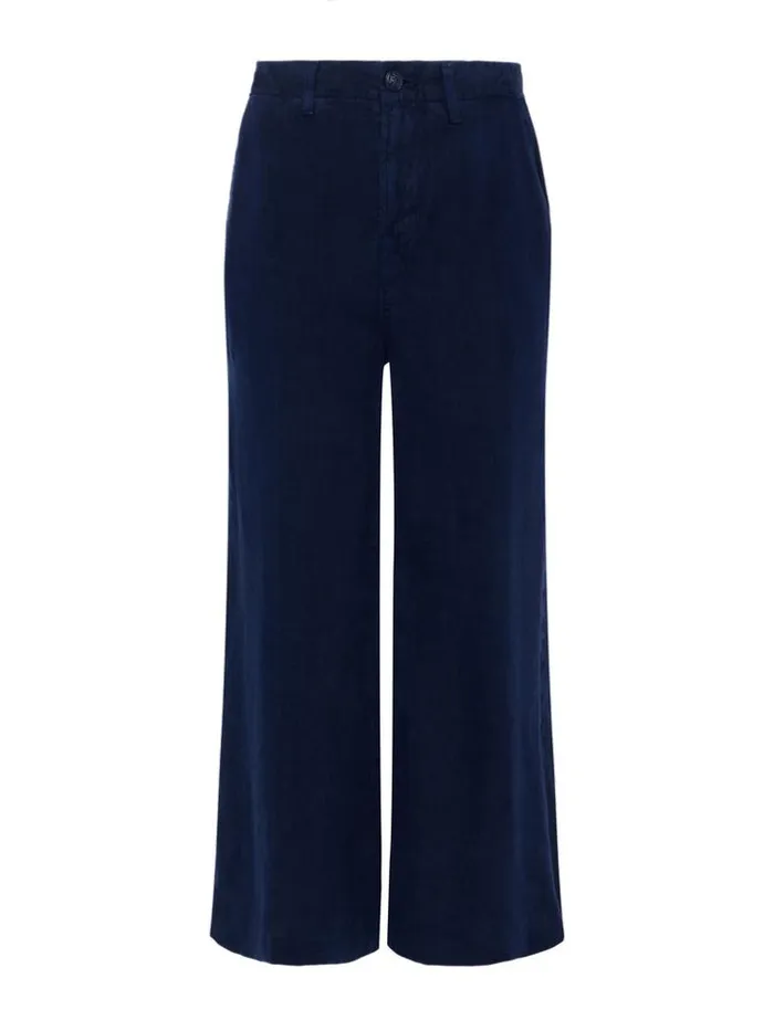 L039Agence Pants Shorts and Skirts Women Henderson Linen Cropped Pant Navy