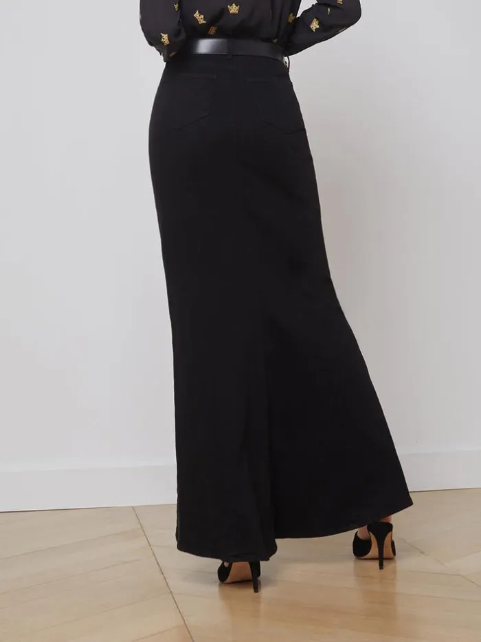 L039Agence Pants Shorts and Skirts Women Kailani Denim Skirt Saturated Black
