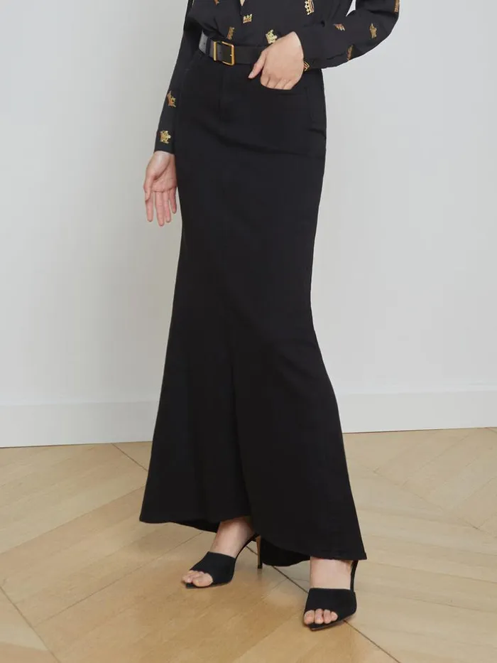 L039Agence Pants Shorts and Skirts Women Kailani Denim Skirt Saturated Black