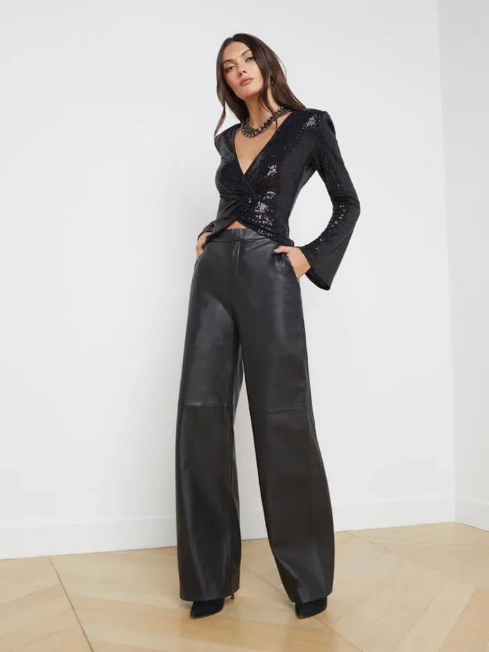 L039Agence Pants Shorts and Skirts Women Livvy Leather StraightLeg Trouser Black L039Agence Pants Shorts and Skirts Women Livvy Leather StraightLeg Trouser Black