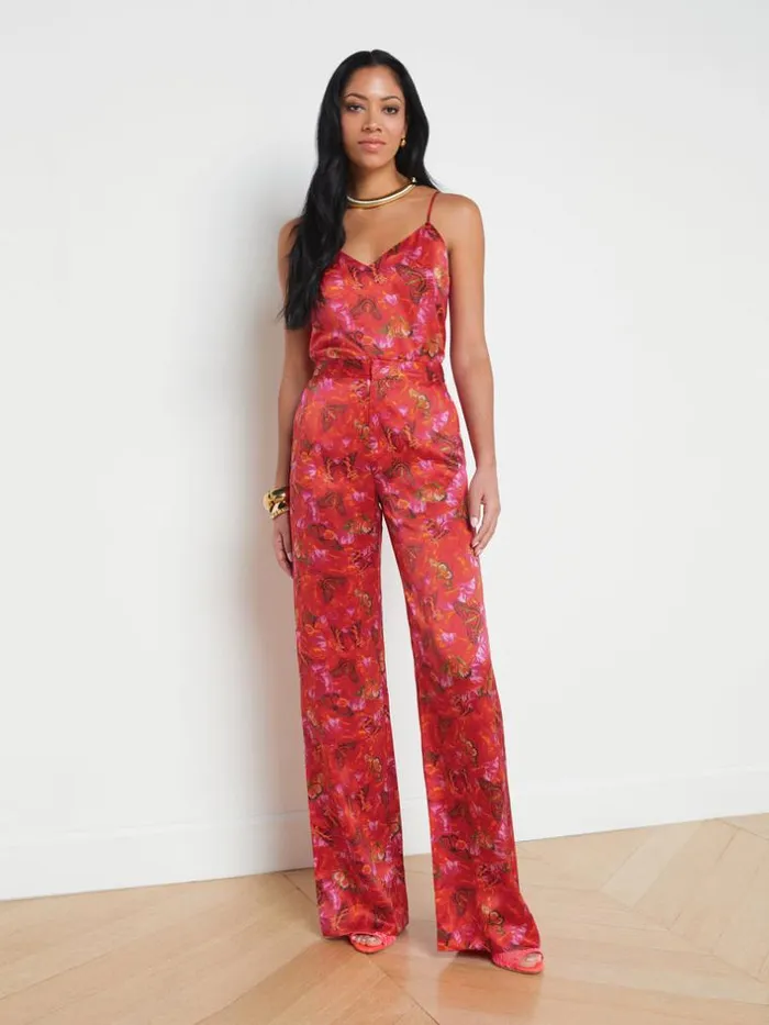 L039Agence Pants Shorts and Skirts Women Livvy Silk StraightLeg Trouser Multi Butterfly Petal L039Agence Pants Shorts and Skirts Women Livvy Silk StraightLeg Trouser Multi Butterfly Petal