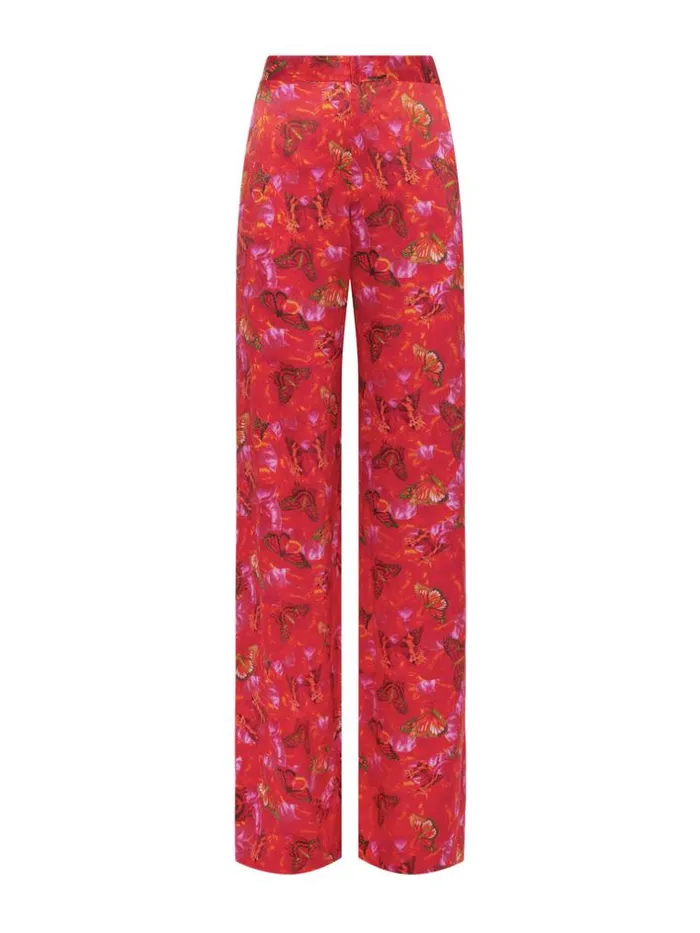 L039Agence Pants Shorts and Skirts Women Livvy Silk StraightLeg Trouser Multi Butterfly Petal