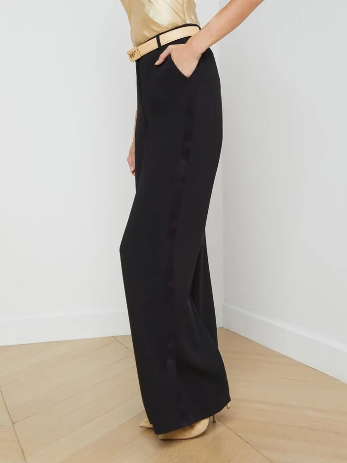 L039Agence Pants Shorts and Skirts Women Livvy StraightLeg Trouser Tuxedo Black