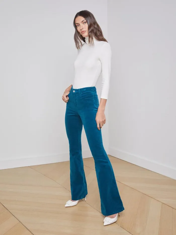 L039Agence Pants Shorts and Skirts Women Marty Velvet Jean Deep Lagoon