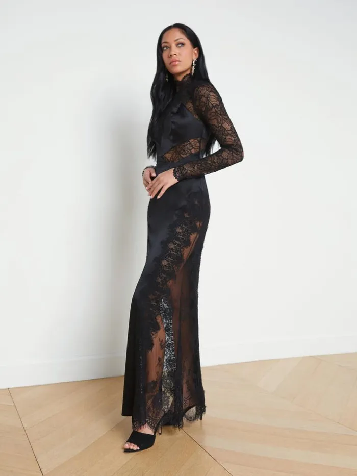 L039Agence Pants Shorts and Skirts Women Minka Silk Lace Skirt Black