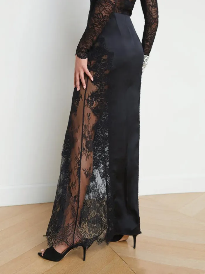 L039Agence Pants Shorts and Skirts Women Minka Silk Lace Skirt Black
