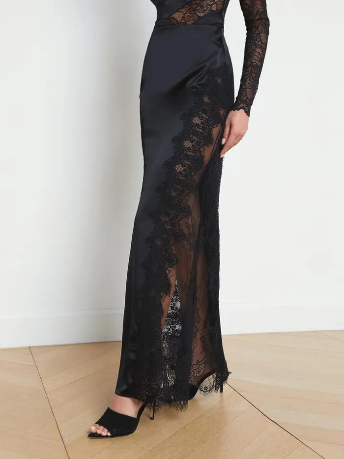 L039Agence Pants Shorts and Skirts Women Minka Silk Lace Skirt Black