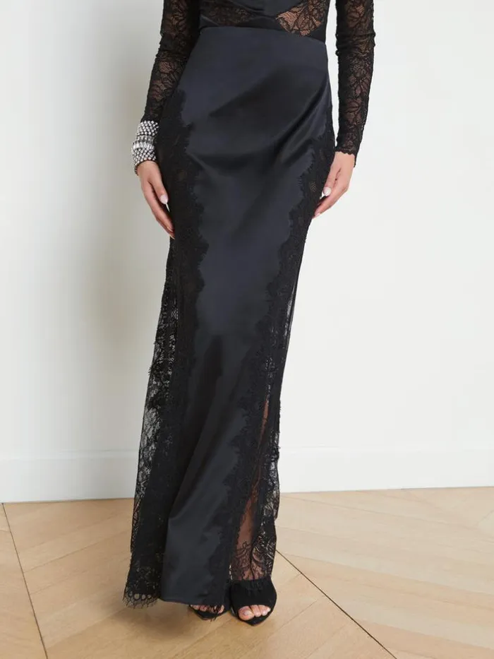 L039Agence Pants Shorts and Skirts Women Minka Silk Lace Skirt Black