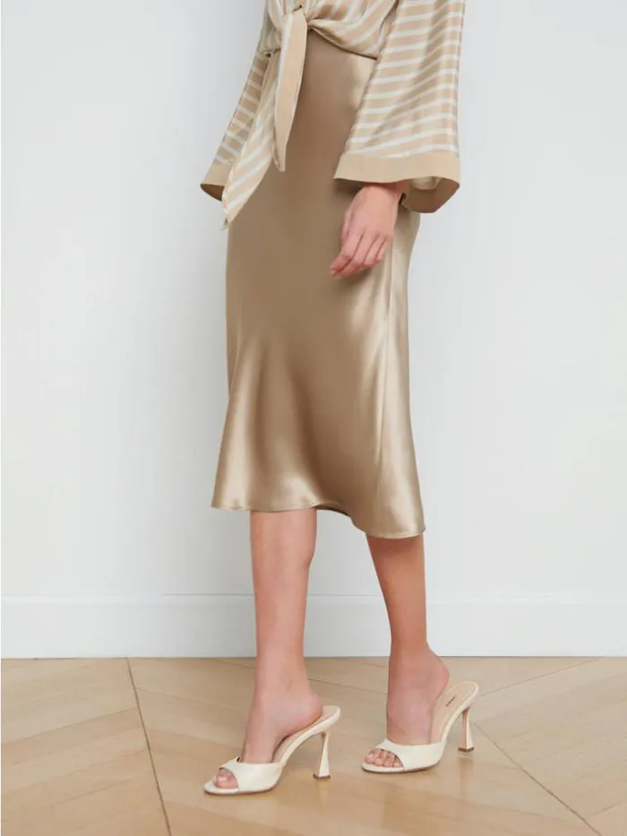 L039Agence Pants Shorts and Skirts Women Perin Silk Midi Skirt Almond