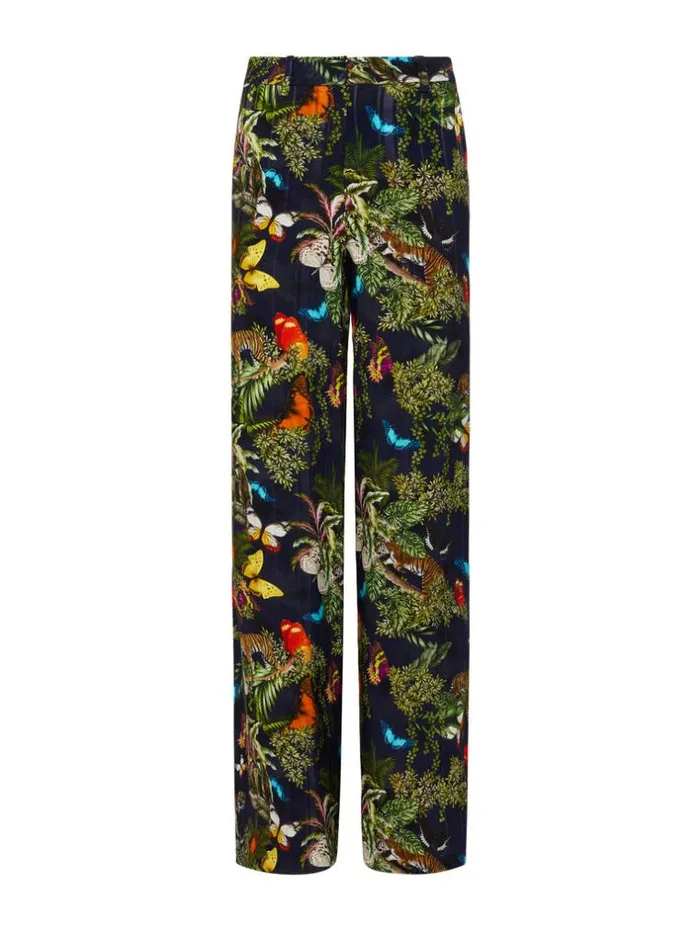 L039Agence Pants Shorts and Skirts Women Pilar WideLeg Pant Black Multi Butterfly Tiger Jungle