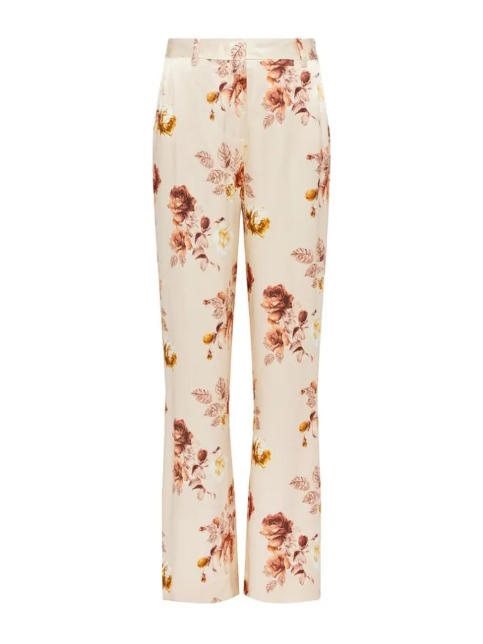 L039Agence Pants Shorts and Skirts Women Pilar WideLeg Pant Buff Multi Tonal Rose Floral