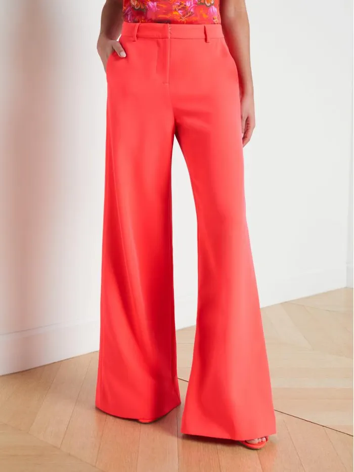 L039Agence Pants Shorts and Skirts Women Pilar WideLeg Pant Neon Coral
