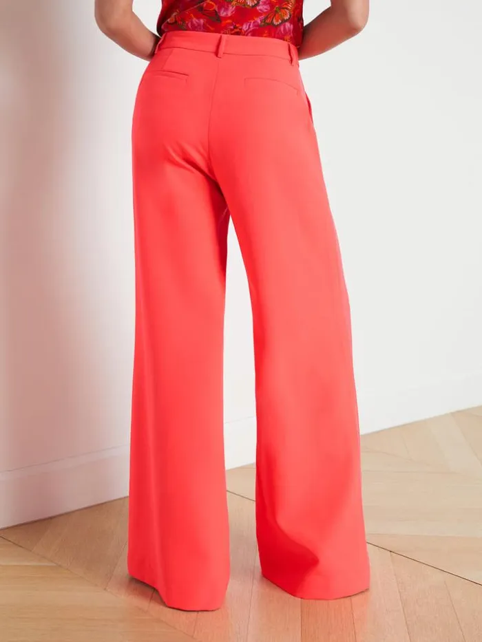 L039Agence Pants Shorts and Skirts Women Pilar WideLeg Pant Neon Coral
