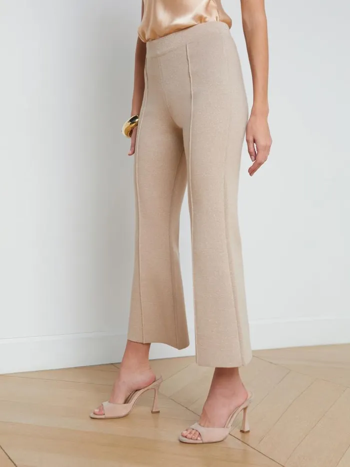 L039Agence Pants Shorts and Skirts Women Ren Cropped Flare Knit Pant Pale Khaki