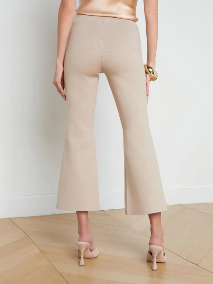 L039Agence Pants Shorts and Skirts Women Ren Cropped Flare Knit Pant Pale Khaki