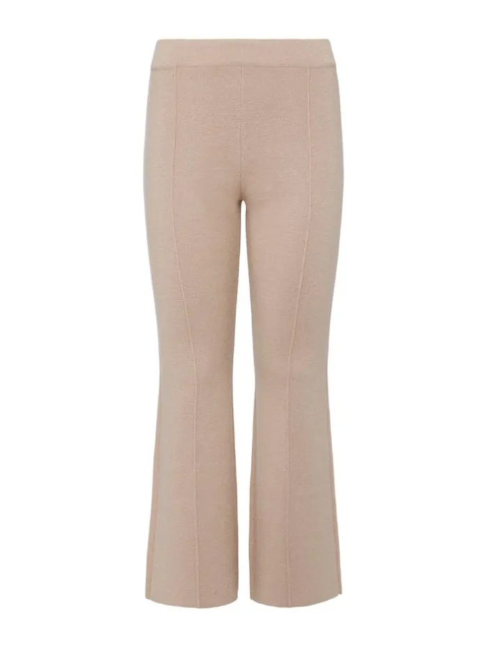 L039Agence Pants Shorts and Skirts Women Ren Cropped Flare Knit Pant Pale Khaki