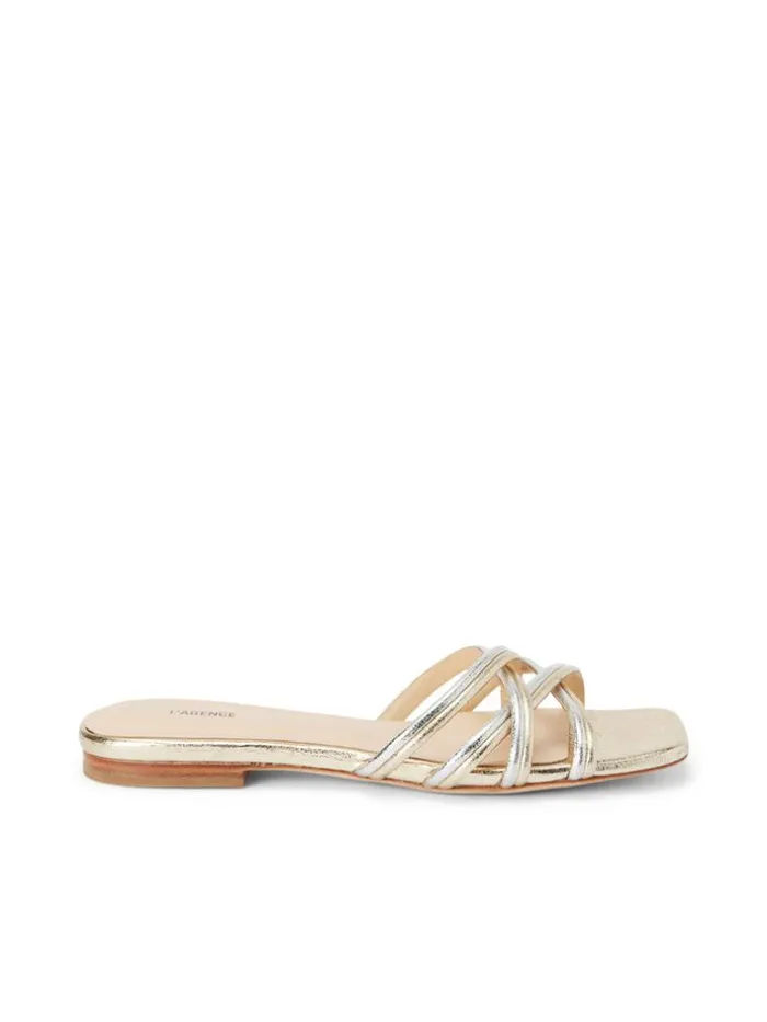 L039Agence Sandals and Wedges Women Abelle Flat Sandal Goldsilver Crackle