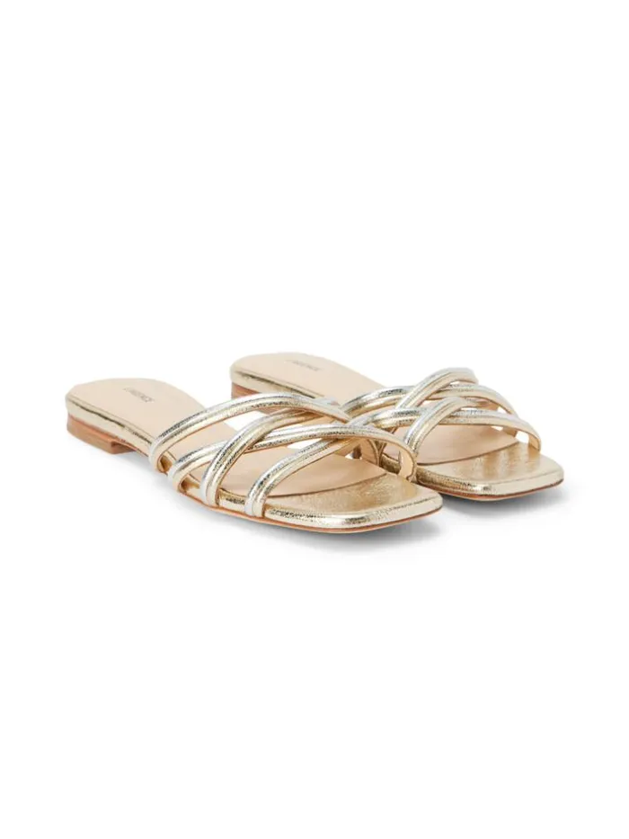 L039Agence Sandals and Wedges Women Abelle Flat Sandal Goldsilver Crackle