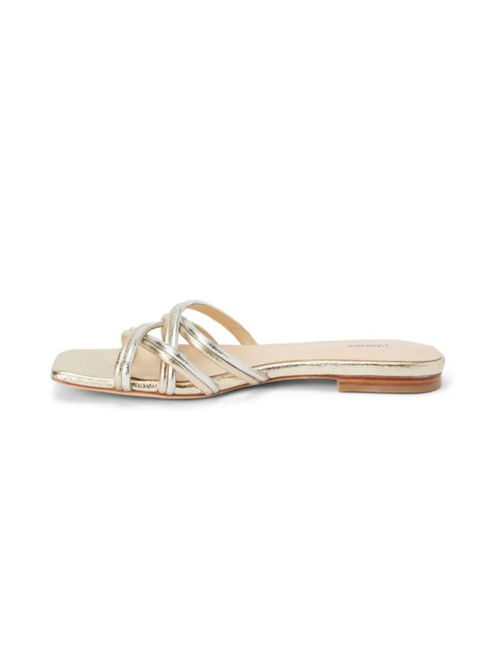 L039Agence Sandals and Wedges Women Abelle Flat Sandal Goldsilver Crackle