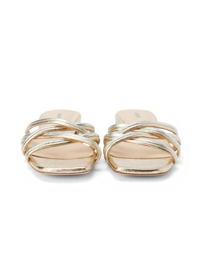 L039Agence Sandals and Wedges Women Abelle Flat Sandal Goldsilver Crackle