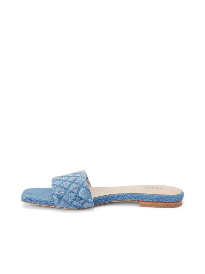 L039Agence Sandals and Wedges Women Aloise Denim Slide Sandal Light Blue Denim