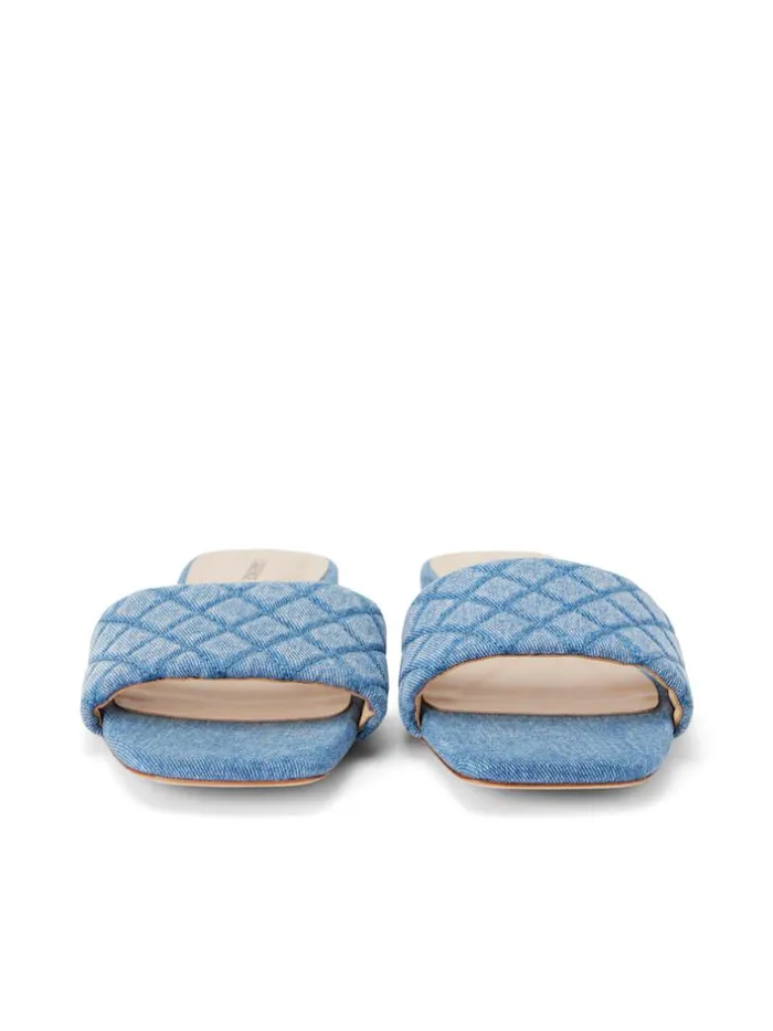 L039Agence Sandals and Wedges Women Aloise Denim Slide Sandal Light Blue Denim