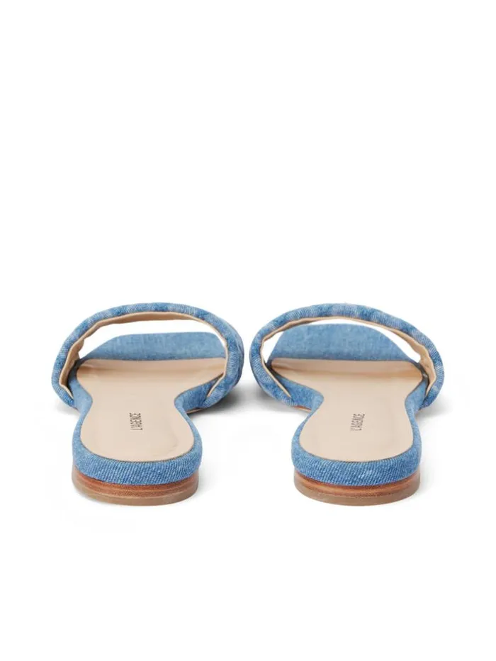 L039Agence Sandals and Wedges Women Aloise Denim Slide Sandal Light Blue Denim