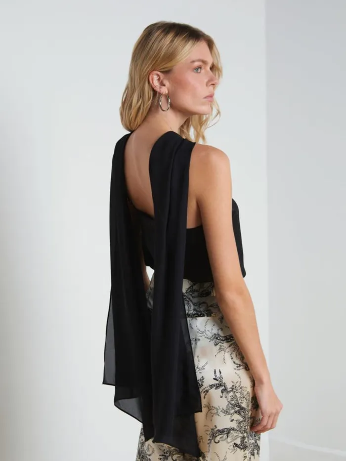 L039Agence Silks Women Riviera Silk Halter Top Black