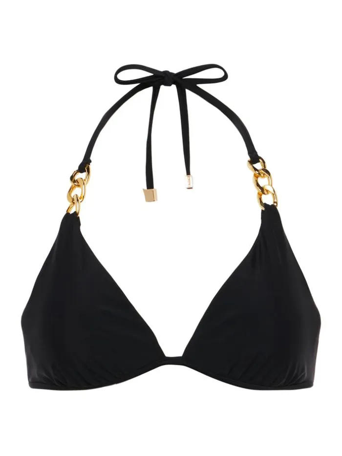 L039Agence Swimwear Women Annabelle Triangle Bikini Top Black
