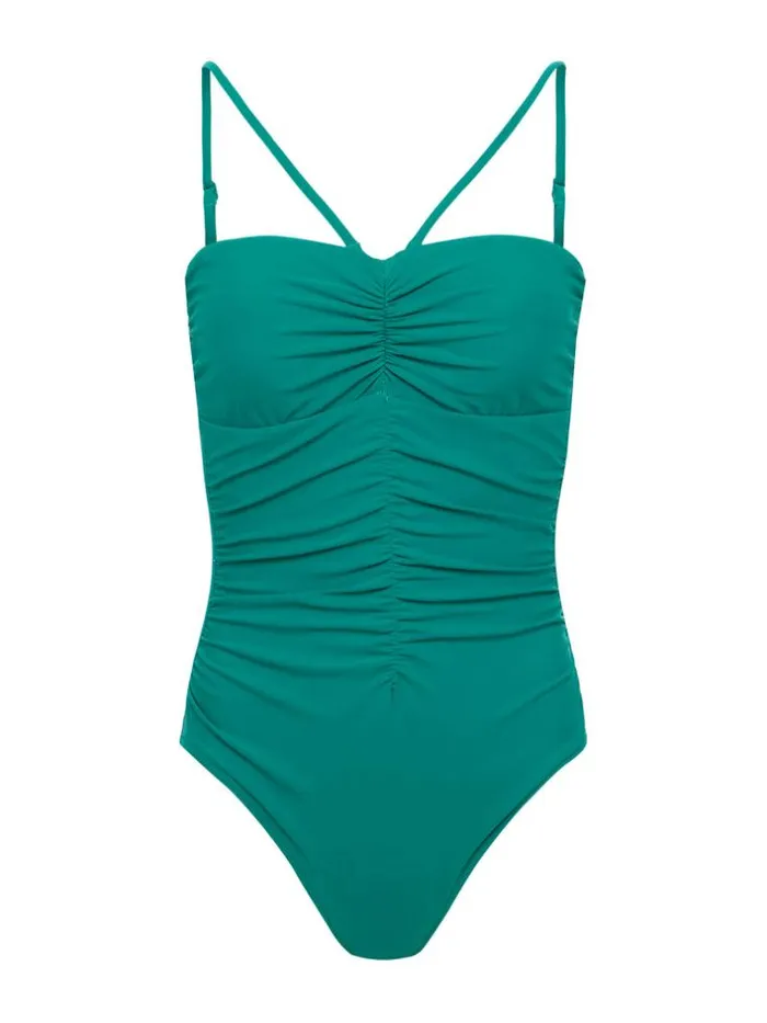 L039Agence Swimwear Women Aubrey Ruched OnePiece Swimsuit Emerald