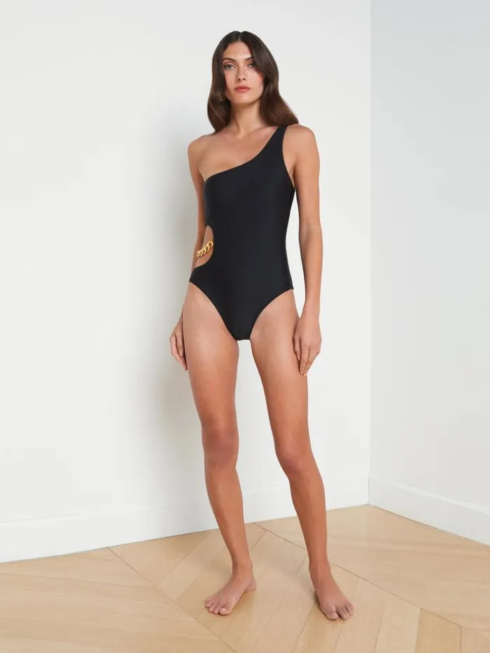 L039Agence Swimwear Women Ava Chain OnePiece Swimsuit Black