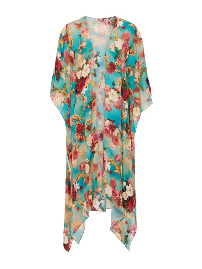 L039Agence Swimwear Women Kara SilkBlend Kimono Coverup Multi Floral