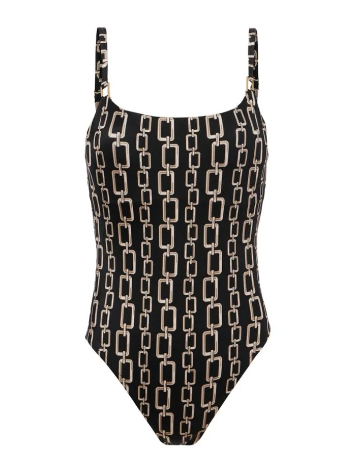 L039Agence Swimwear Women Remi OnePiece Swimsuit Blackgold Chain